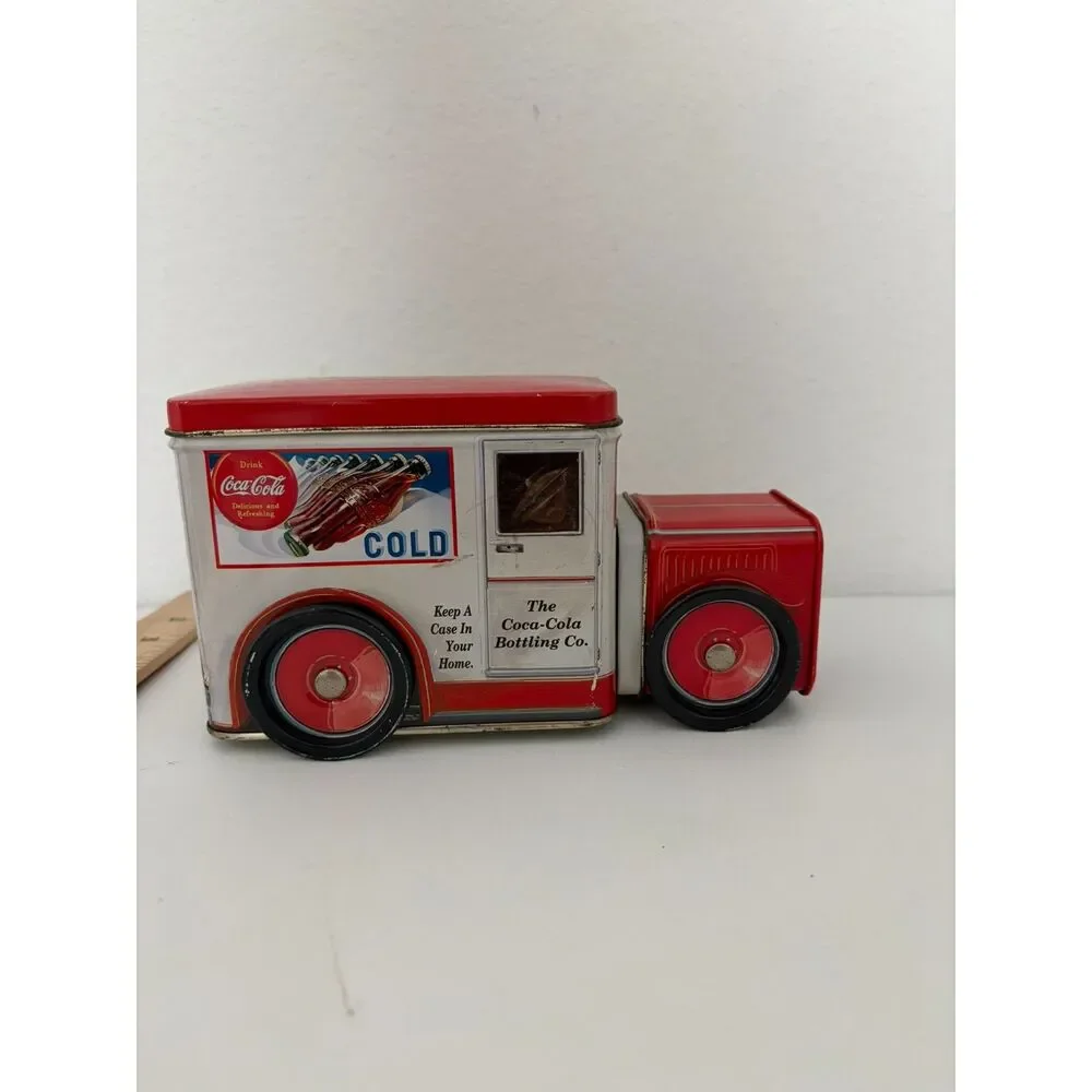 vtg. Coca cola bottling co delivery truck collectible tin